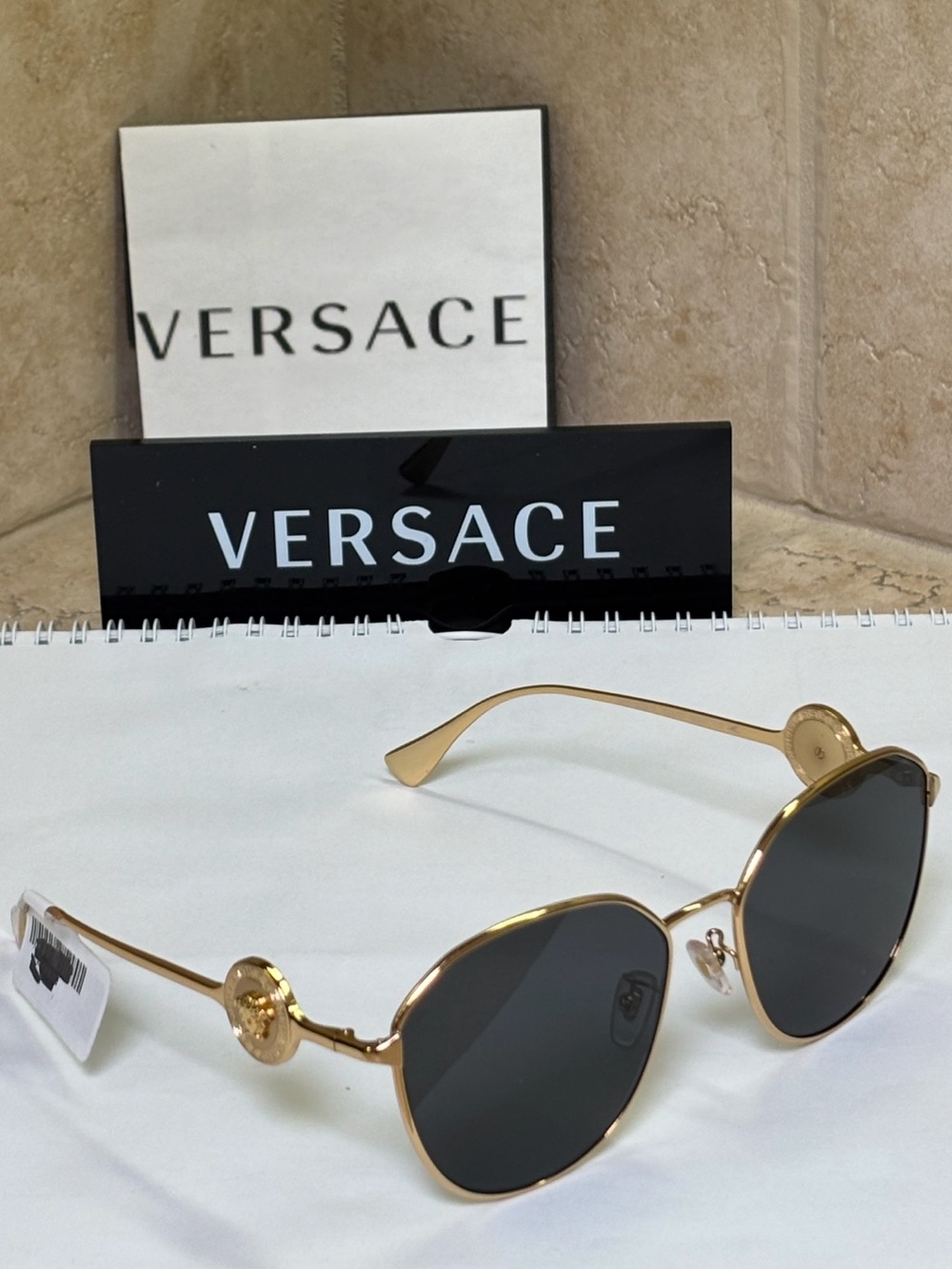 New Versace MOD2259-D 1002/87 Gold Frame Sunglasses with Grey Lenses